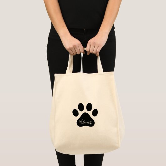 Personalized Name Paw Print Reusable Grocery トートバッグ (正面(商品))