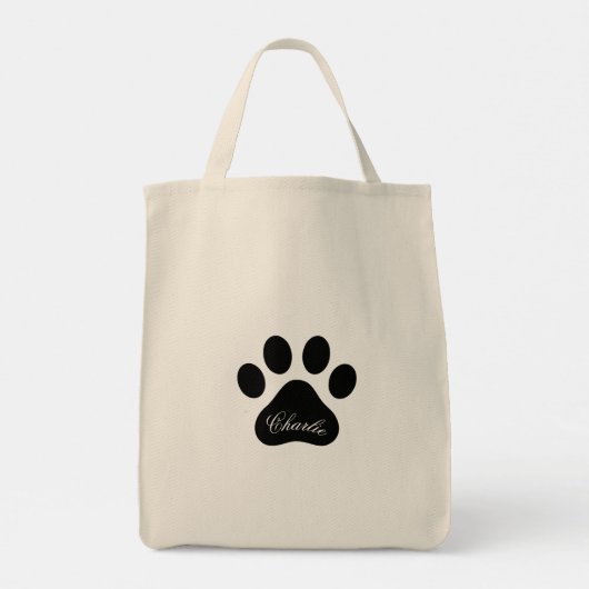 Personalized Name Paw Print Reusable Grocery トートバッグ (裏面)