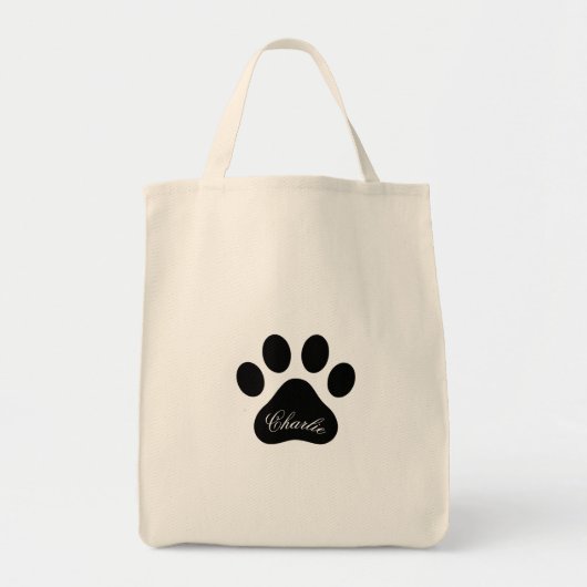 Personalized Name Paw Print Reusable Grocery トートバッグ (正面)