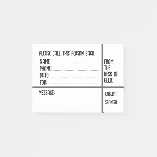 Personalized Name Phone Message Office ポストイット (正面)