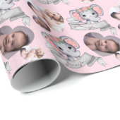 Personalized Name & Photo Elephant Baby Girl Pink ラッピングペーパー (ロールコーナー)