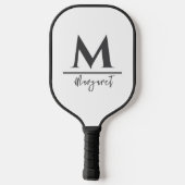 Personalized Name Pickleball Paddle Black White ピックルボールラケット (裏面)