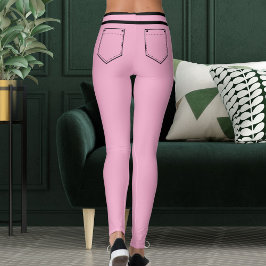 Personalized Name Pink And Black Stripes Fun Gift レギンス