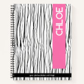 Personalized Name Pink & Black Modern ノートブック (正面)