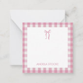 Personalized Name Pink Bow ノートカード (正面)