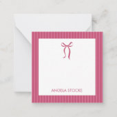 Personalized Name Pink Bow ノートカード (正面)