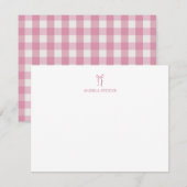 Personalized Name Pink Bow ノートカード (正面/裏面)