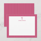 Personalized Name Pink Bow ノートカード (正面/裏面)
