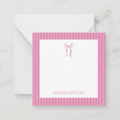 Personalized Name Pink Bow ノートカード (正面)