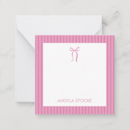 Personalized Name Pink Bow ノートカード