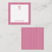 Personalized Name Pink Bow ノートカード (正面/裏面)