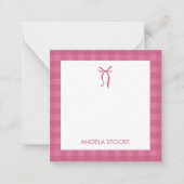 Personalized Name Pink Bow Note Card ノートカード (正面)