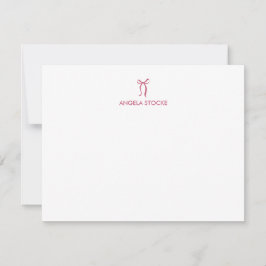 Personalized Name Pink Bow Note Card ノートカード