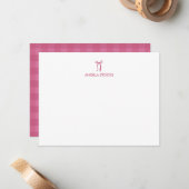 Personalized Name Pink Bow Note Card ノートカード (正面/裏面インサイチュ)