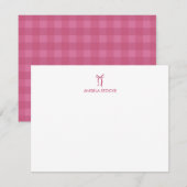 Personalized Name Pink Bow Note Card ノートカード (正面/裏面)