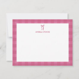 Personalized Name Pink Bow Note Card ノートカード