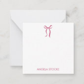 Personalized Name Pink Bow Note Card ノートカード (正面)