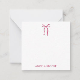 Personalized Name Pink Bow Note Card ノートカード