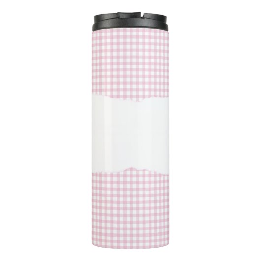 Personalized Name Pink Gingham Pattern タンブラー (裏面)