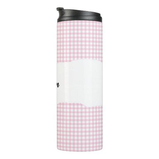 Personalized Name Pink Gingham Pattern タンブラー (回転右)