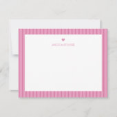 Personalized Name Pink Heart ノートカード (正面)