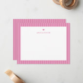 Personalized Name Pink Heart ノートカード (正面/裏面インサイチュ)