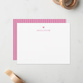 Personalized Name Pink Heart ノートカード (正面/裏面インサイチュ)