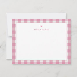 Personalized Name Pink Heart ノートカード
