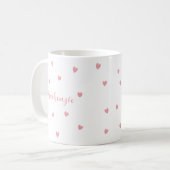 Personalized Name Pink Hearts Loved One Keepsake コーヒーマグカップ (正面左)