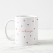 Personalized Name Pink Hearts Loved One Keepsake コーヒーマグカップ (左)