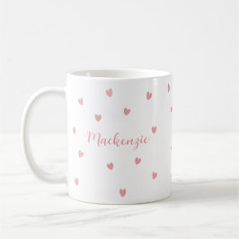 Personalized Name Pink Hearts Loved One Keepsake コーヒーマグカップ