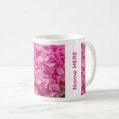 Personalized Name Pink Hydrangea Flower Photo コーヒーマグカップ (正面右)