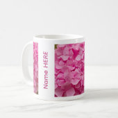 Personalized Name Pink Hydrangea Flower Photo コーヒーマグカップ (正面左)