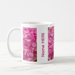 Personalized Name Pink Hydrangea Flower Photo コーヒーマグカップ