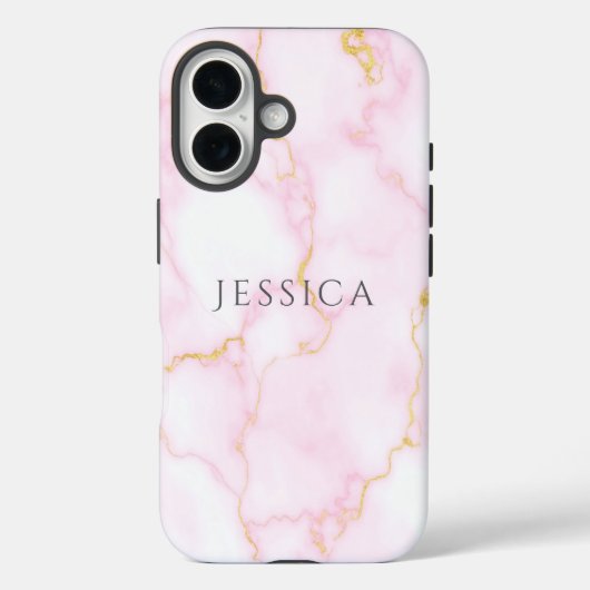 Personalized Name Pink Marble Phone Case-Mate iPhoneケース (裏面)