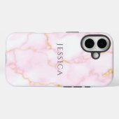 Personalized Name Pink Marble Phone  Case-Mate iPhoneケース (裏面 (横))