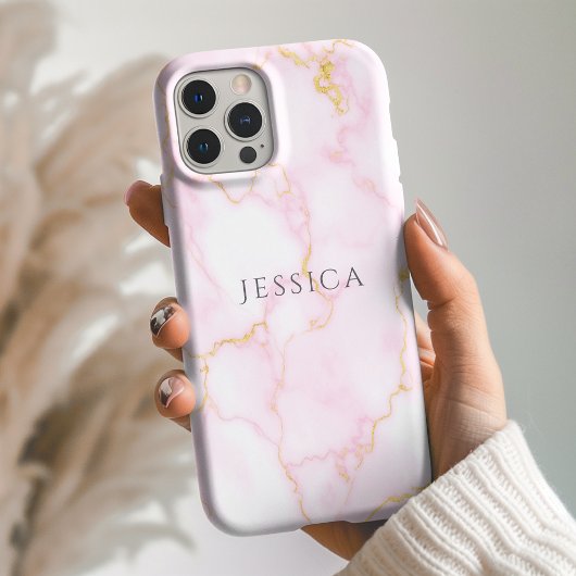 Personalized Name Pink Marble Phone  Case-Mate iPhoneケース