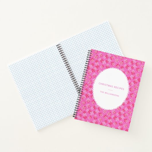 Personalized Name Pink Red Christmas Recipes ノートブック (内部)