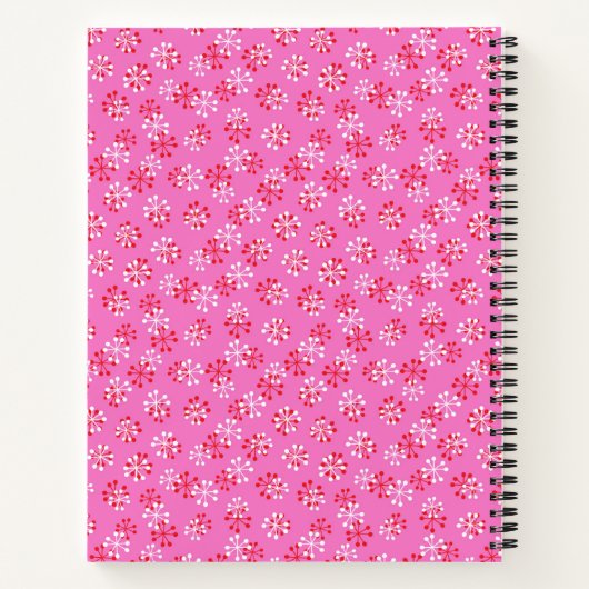 Personalized Name Pink Red Christmas Recipes ノートブック (裏面)