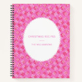 Personalized Name Pink Red Christmas Recipes ノートブック (正面)