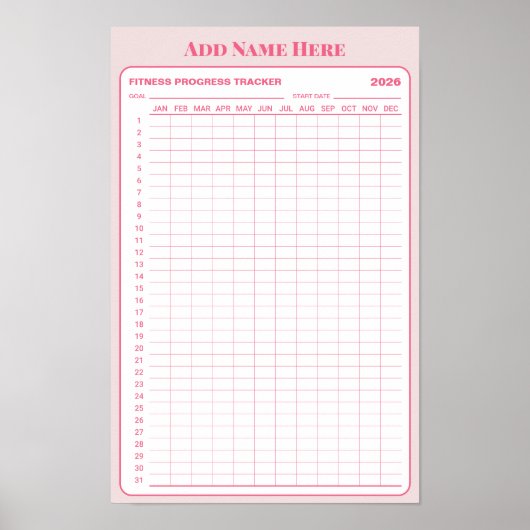 Personalized Name Pink Weight Loss Tracker Poster ポスター (正面)