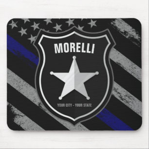 Personalized NAME Police Officer Sheriff Cop Flag マウスパッド
