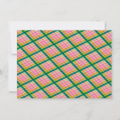 Personalized Name Preppy Pink Green Plaid Border サンキューカード (裏面)