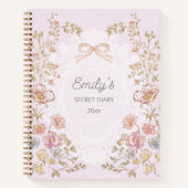 Personalized Name Pretty Vintage Floral Diary ノートブック (正面)