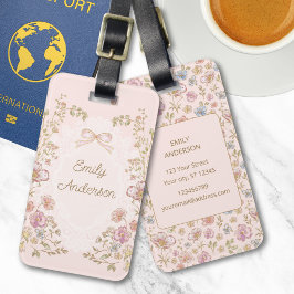 Personalized Name Pretty Vintage Flowers Floral ラゲッジタグ