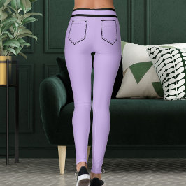 Personalized Name Purple Black Stripes Fun Gift レギンス