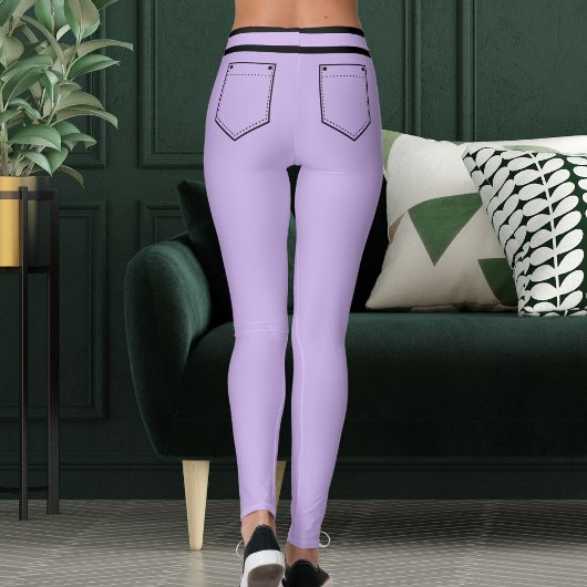 Personalized Name Purple Black Stripes Fun Gift レギンス