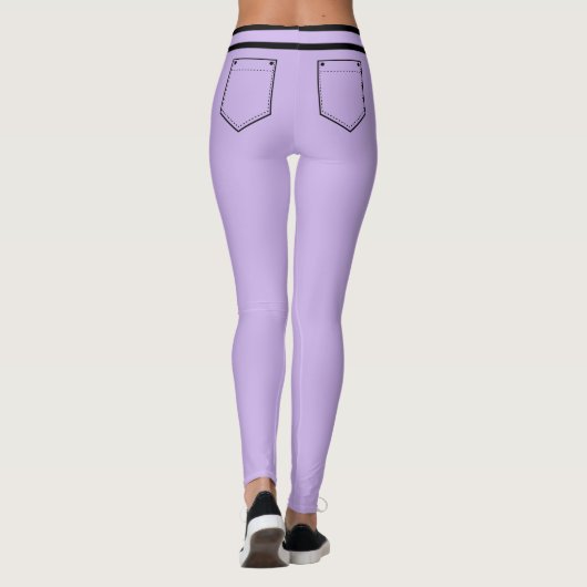 Personalized Name Purple Black Stripes Fun Gift レギンス (裏面)