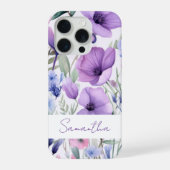 Personalized Name Purple Floral Elegant iPhoneケース (裏面)