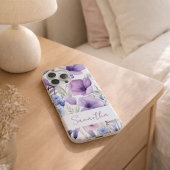 Personalized Name Purple Floral Elegant iPhoneケース